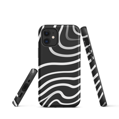 Tough Phone Case for iPhone® 15 | Black'n White Swirls 1
