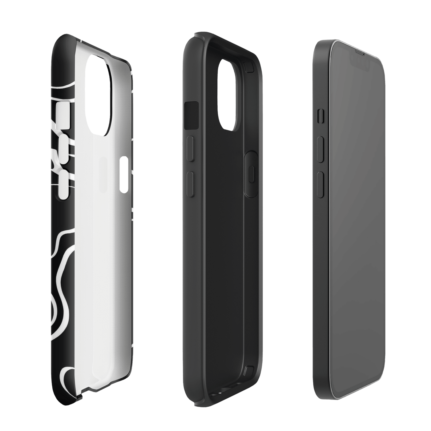 Tough Phone Case for iPhone® 15 | Black'n White Swirls 4