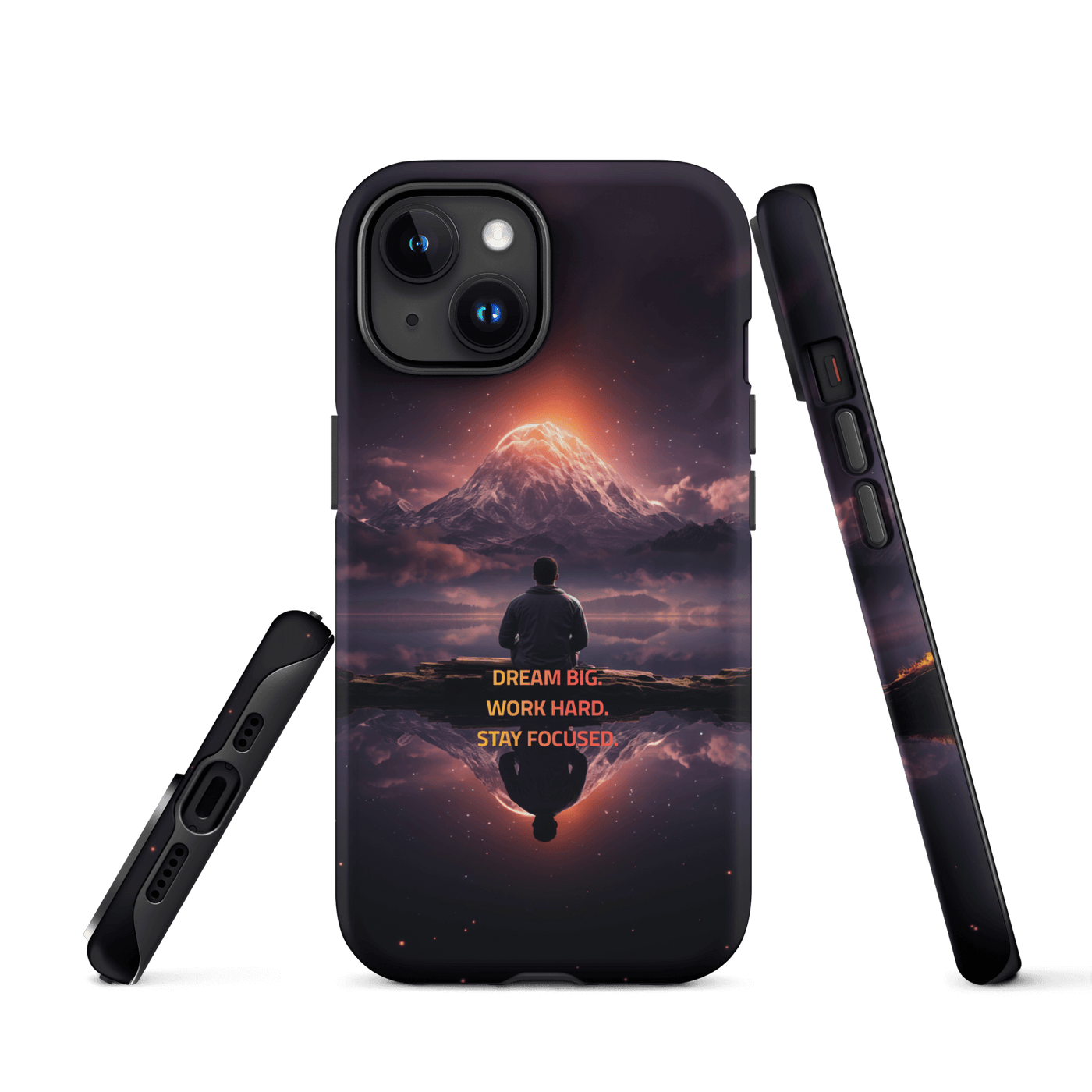 Tough Phone Case for iPhone® 15 | Dream Big Work Hard Stay Focused