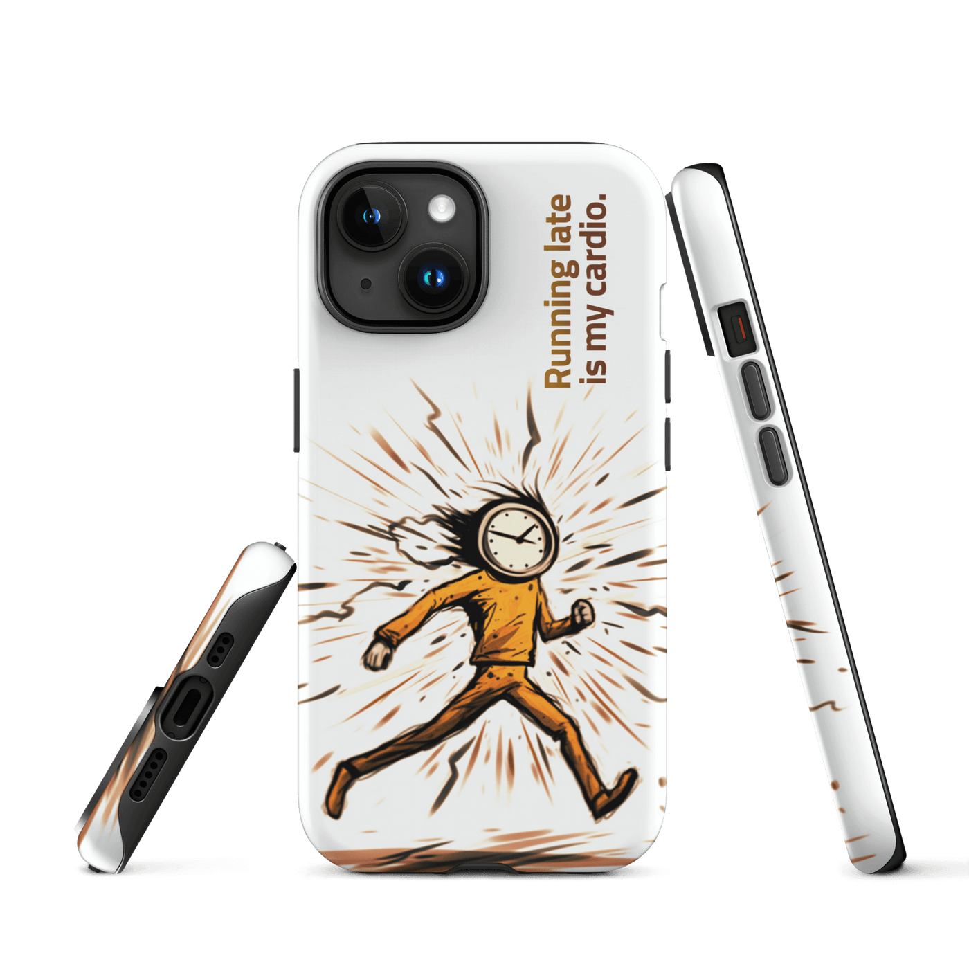 Tough Phone Case for iPhone® 15 | Running late is my Cardio
