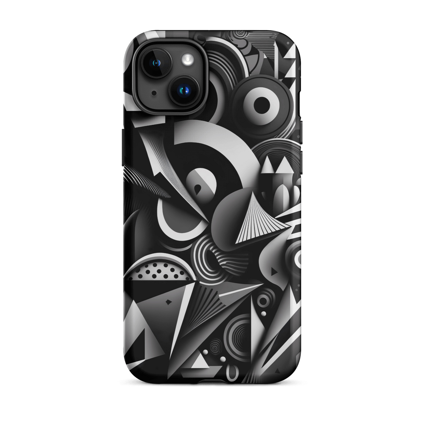Tough Phone Case for iPhone® 15 | Black'n White Abstract Shapes 3