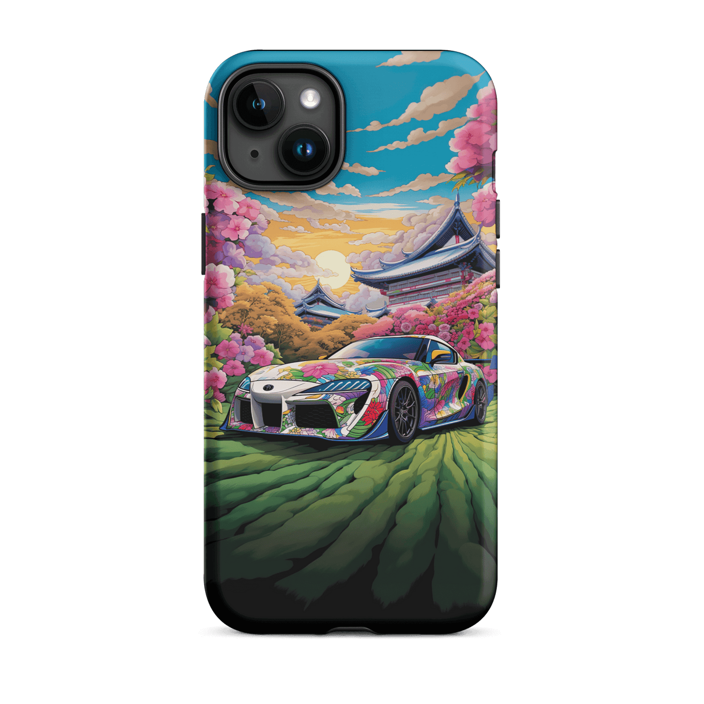Tough Phone Case for iPhone® 15 | Flower Car infront of Japanese Temple