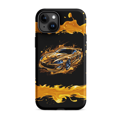 Tough Phone Case for iPhone® 15 | Golden Car Splash
