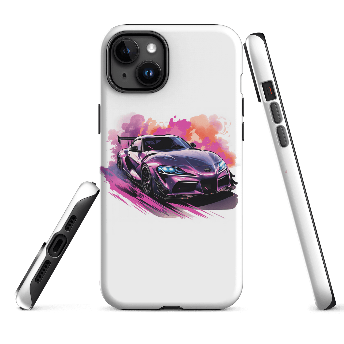 Tough Phone Case for iPhone® 15 | Purple Racing Car