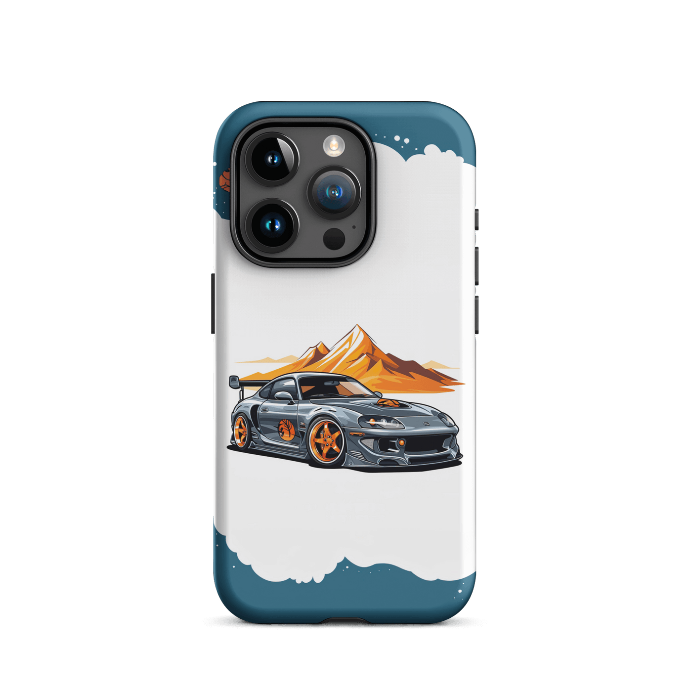 Tough Phone Case for iPhone® 15 | Blue'ish Silver Racing Car