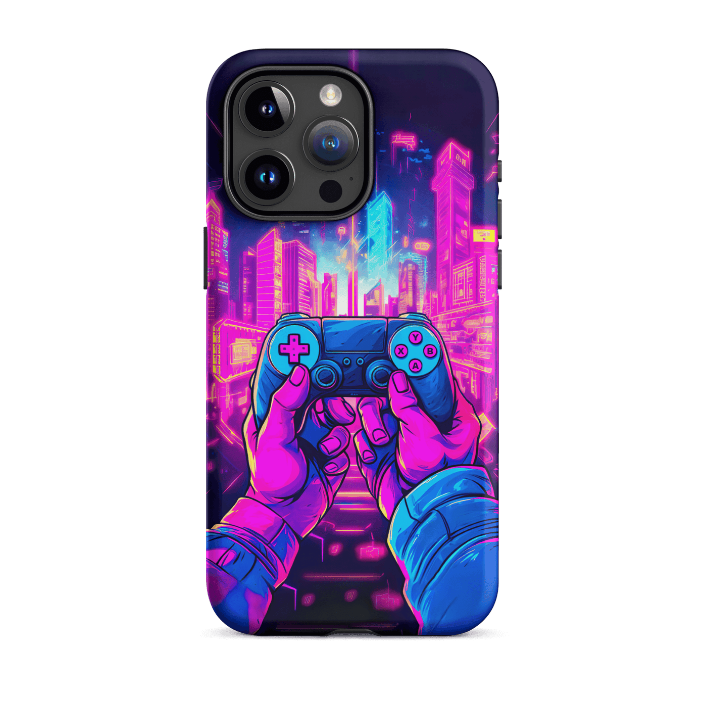 Tough Phone Case for iPhone® 15 | Gamepad Surreal City