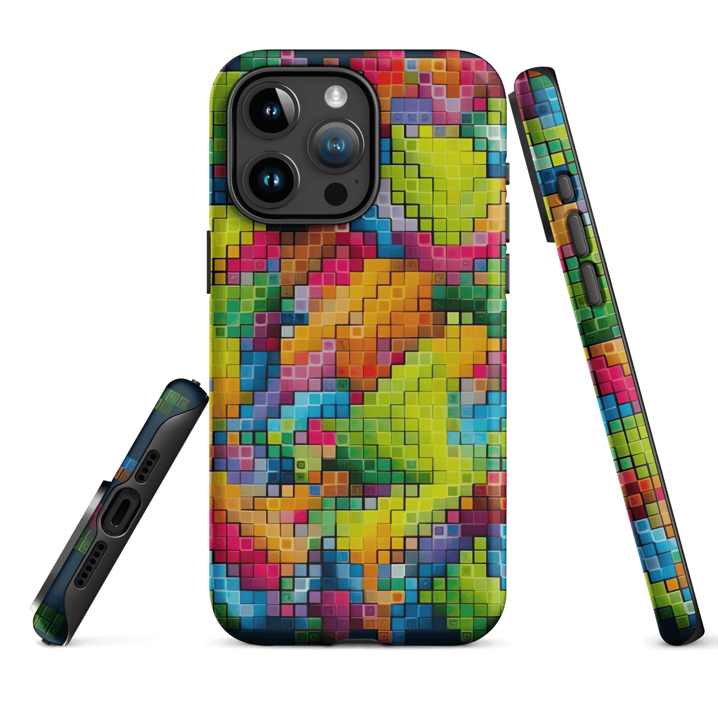 Tough Phone Case for iPhone® 15 | Colorful Pixel Art
