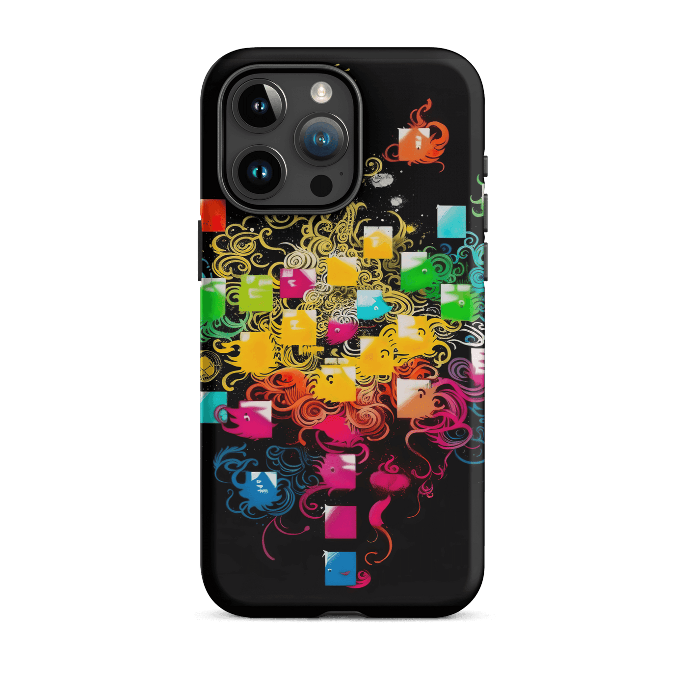 Tough Phone Case for iPhone® 15 | Colorful Squares & Shapes