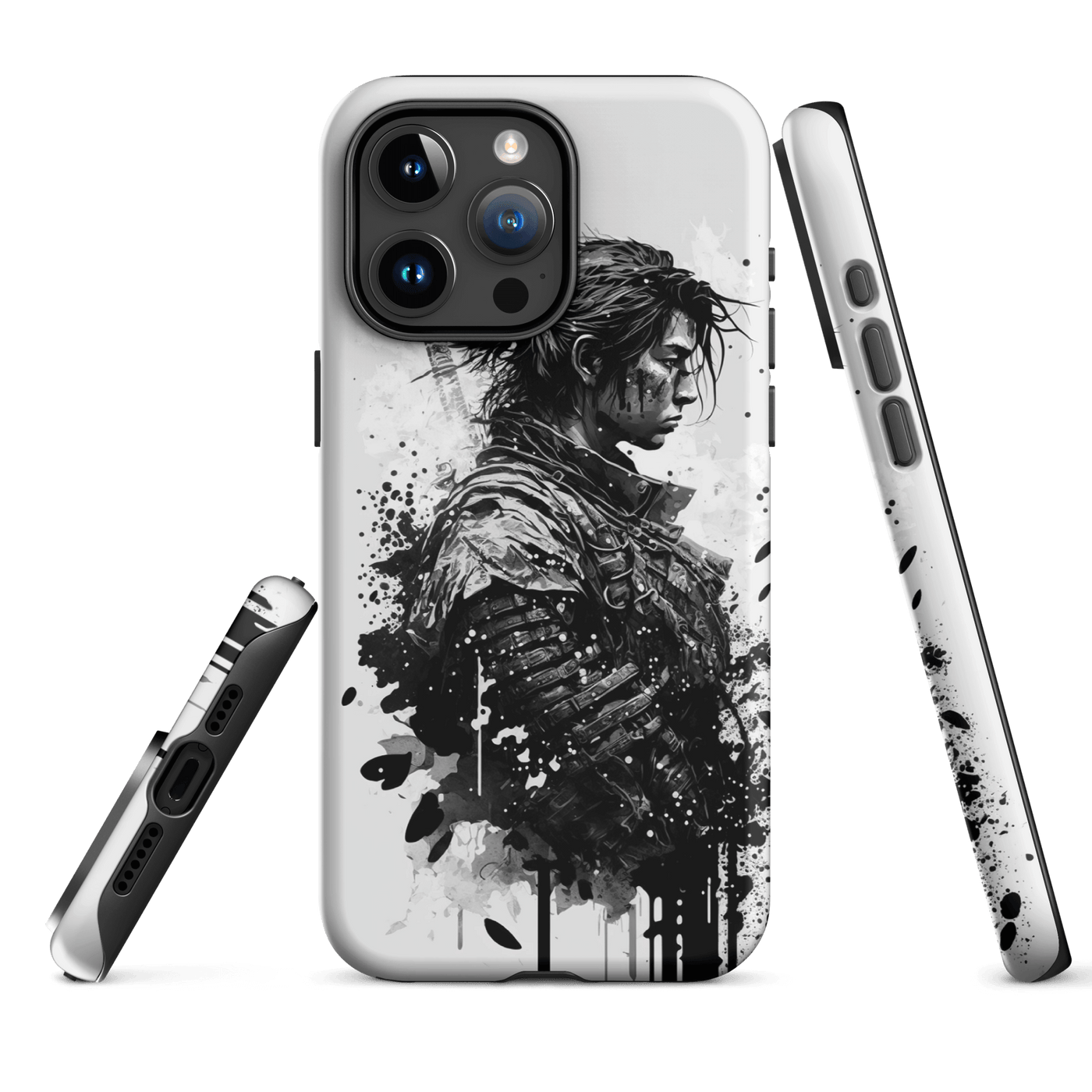 Tough Phone Case for iPhone® 15 | Samurai 3 Black'n White Japanese Art