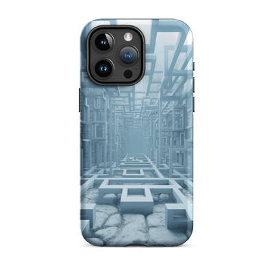 Tough Phone Case for iPhone® 15 | Blue'n White Tile Scaffold
