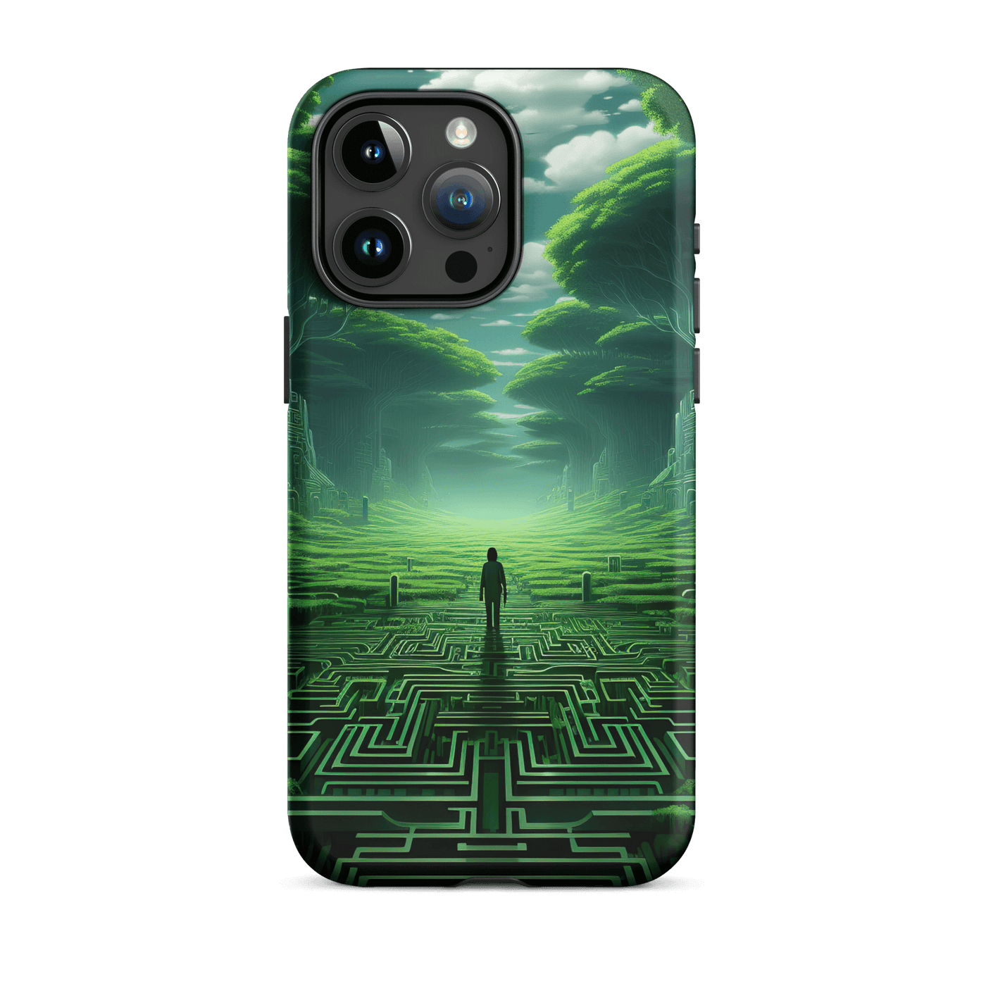 Tough Phone Case for iPhone® 15 | Green Forest Distortion