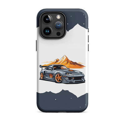 Tough Phone Case for iPhone® 15 | Dark Blue'ish Silver Racing Car
