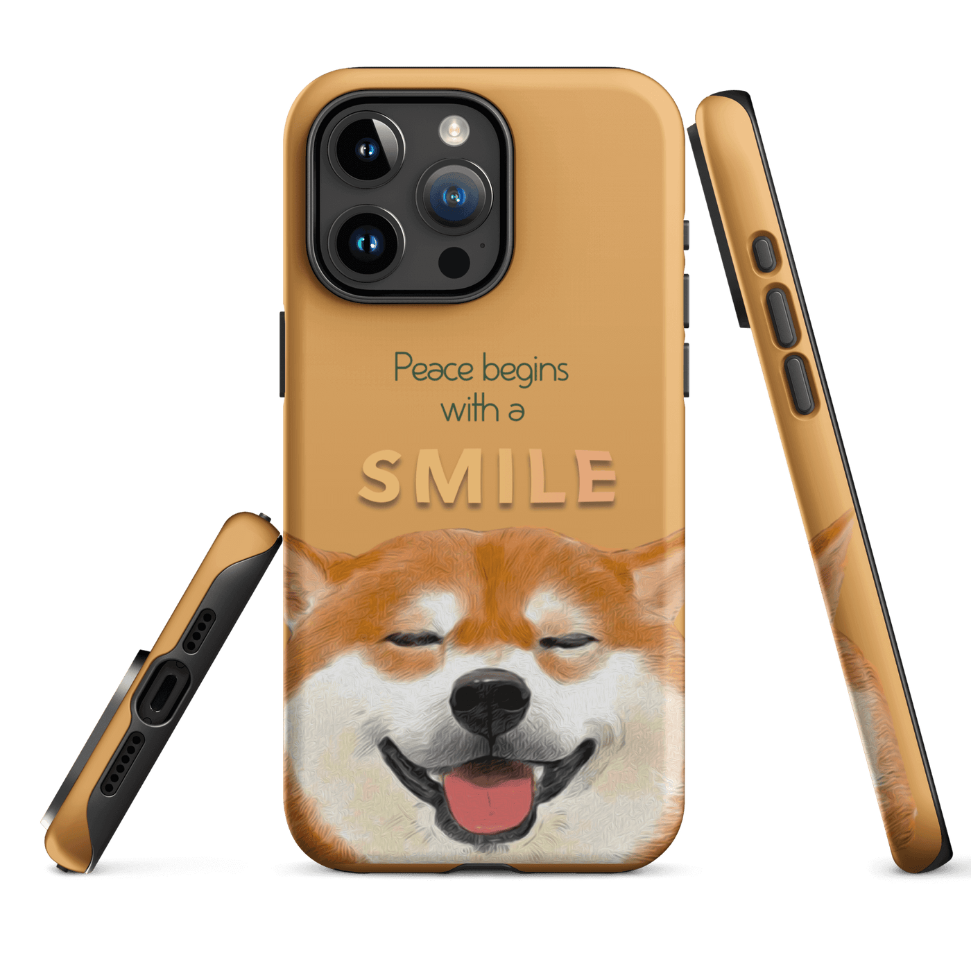 Tough Phone Case for iPhone® 15 | Peace begins with a SMILE