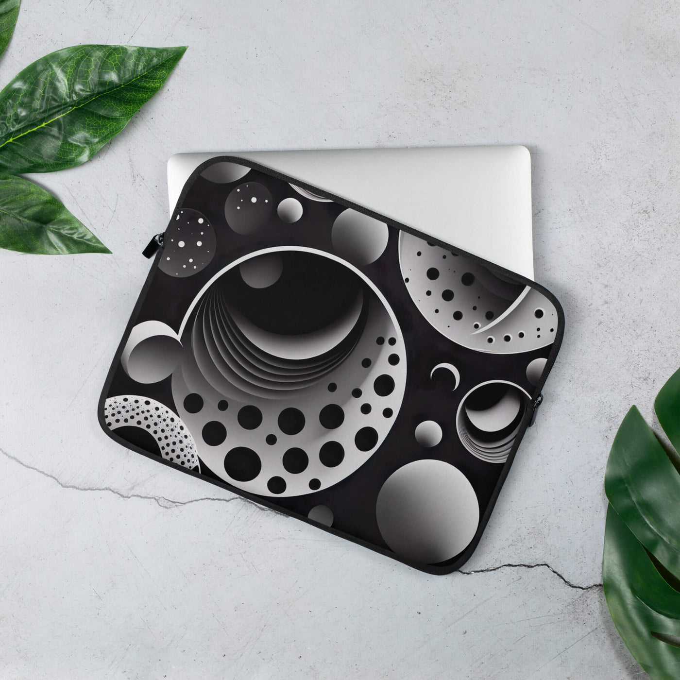 Stylish Laptop Sleeve | Black'n White Abstract Shapes 1