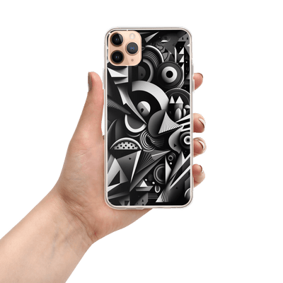 Clear Mobile Case for iPhone® | Black'n White Abstract Shapes 3