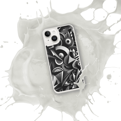 Clear Mobile Case for iPhone® | Black'n White Abstract Shapes 3