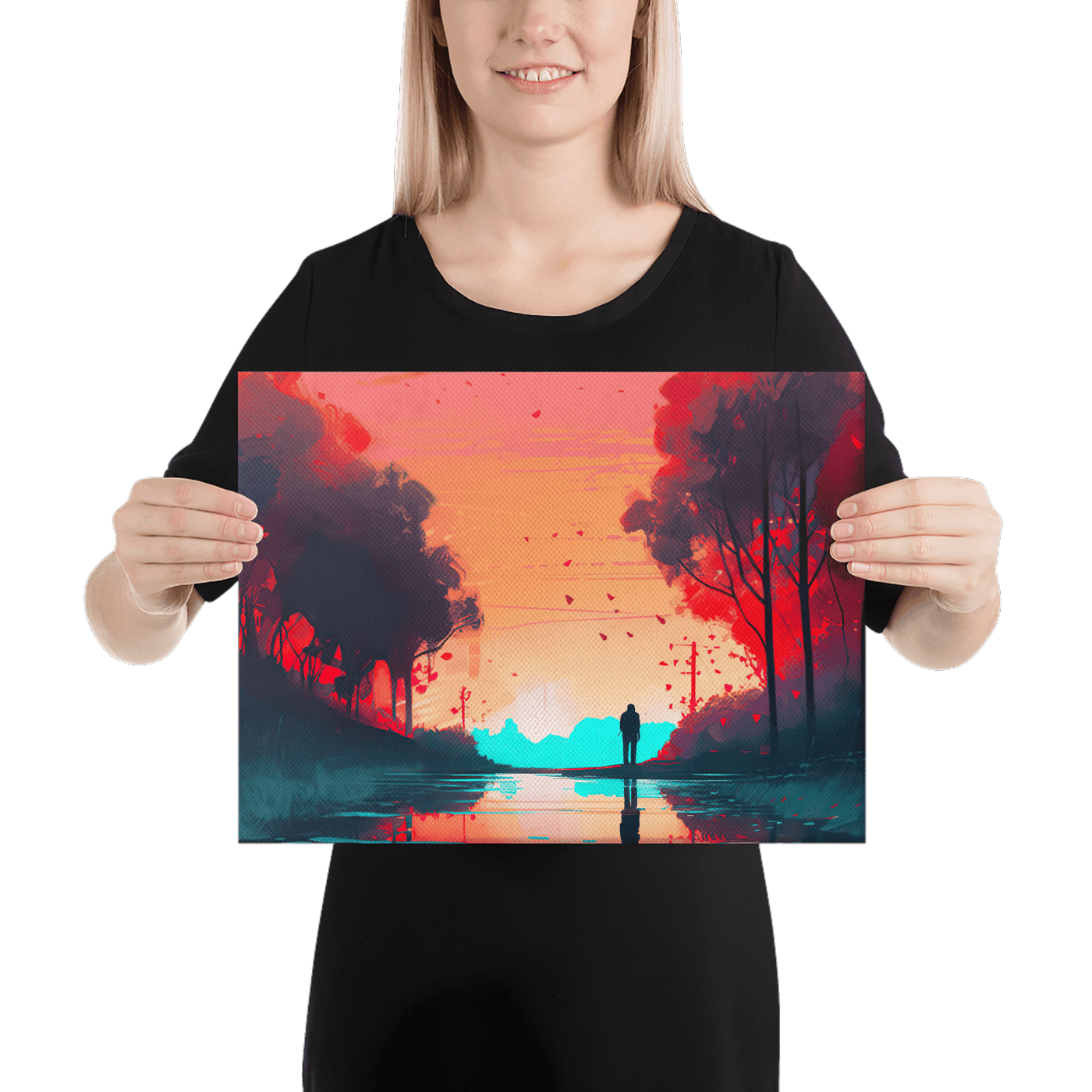 Thick Canvas | Colorful Red Sunrise on reflecting Water