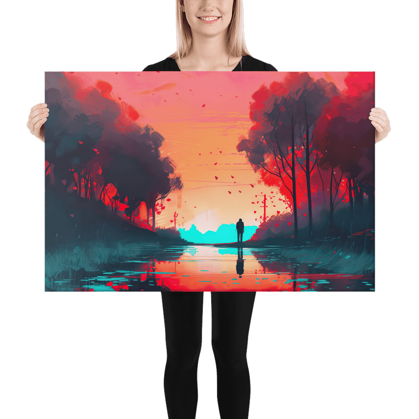 Thick Canvas | Colorful Red Sunrise on reflecting Water