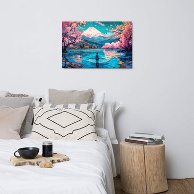 Glossy Metal Print | Reflecting Water infront of Mountains & Japanese Nature