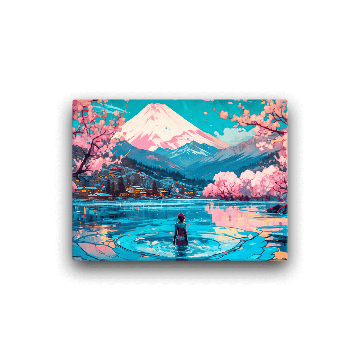 Thick Canvas | Reflecting Water infront of Mountains & Japanese Nature