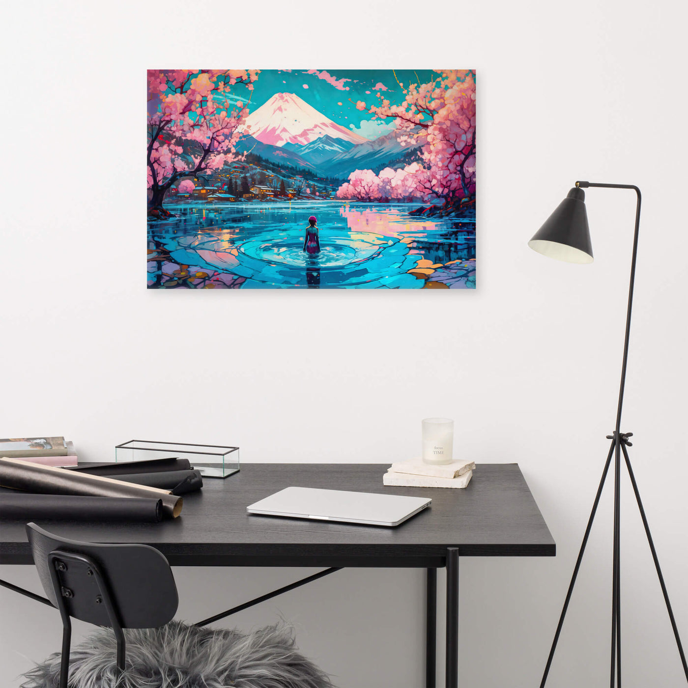 Thick Canvas | Reflecting Water infront of Mountains & Japanese Nature