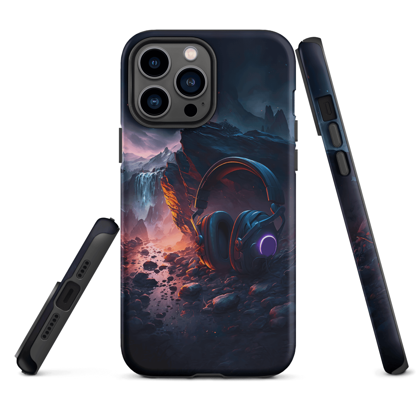 Tough Mobile Case for iPhone® | Gaming Headset on a Rock Gloomy Night