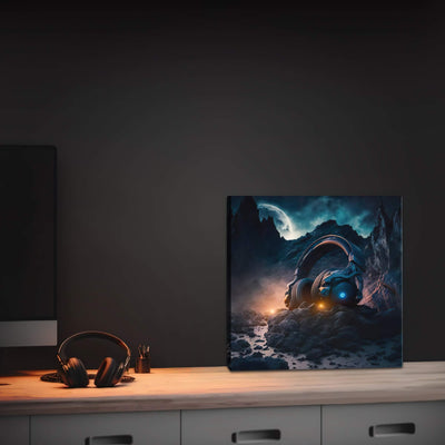 Thick Canvas | Gaming Headset on a Rock Luminous Moon