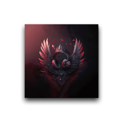 Glossy Metal Print | Gaming Crown Feather Headset
