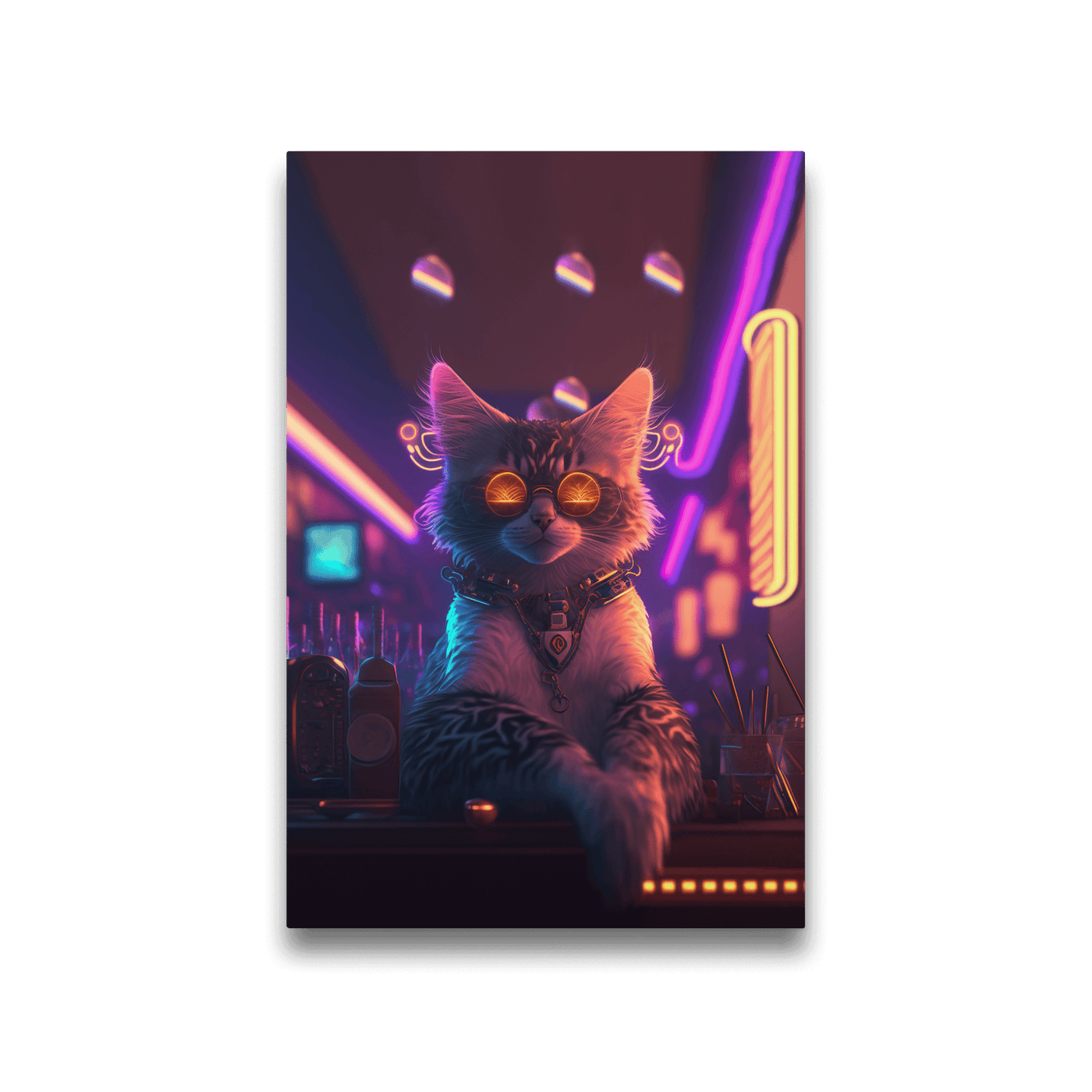 Glossy Metal Print | Club Bar Cat