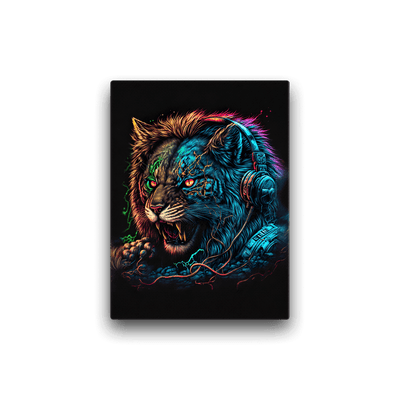 Thick Canvas | Luminous Lion wearing Gaming Headset