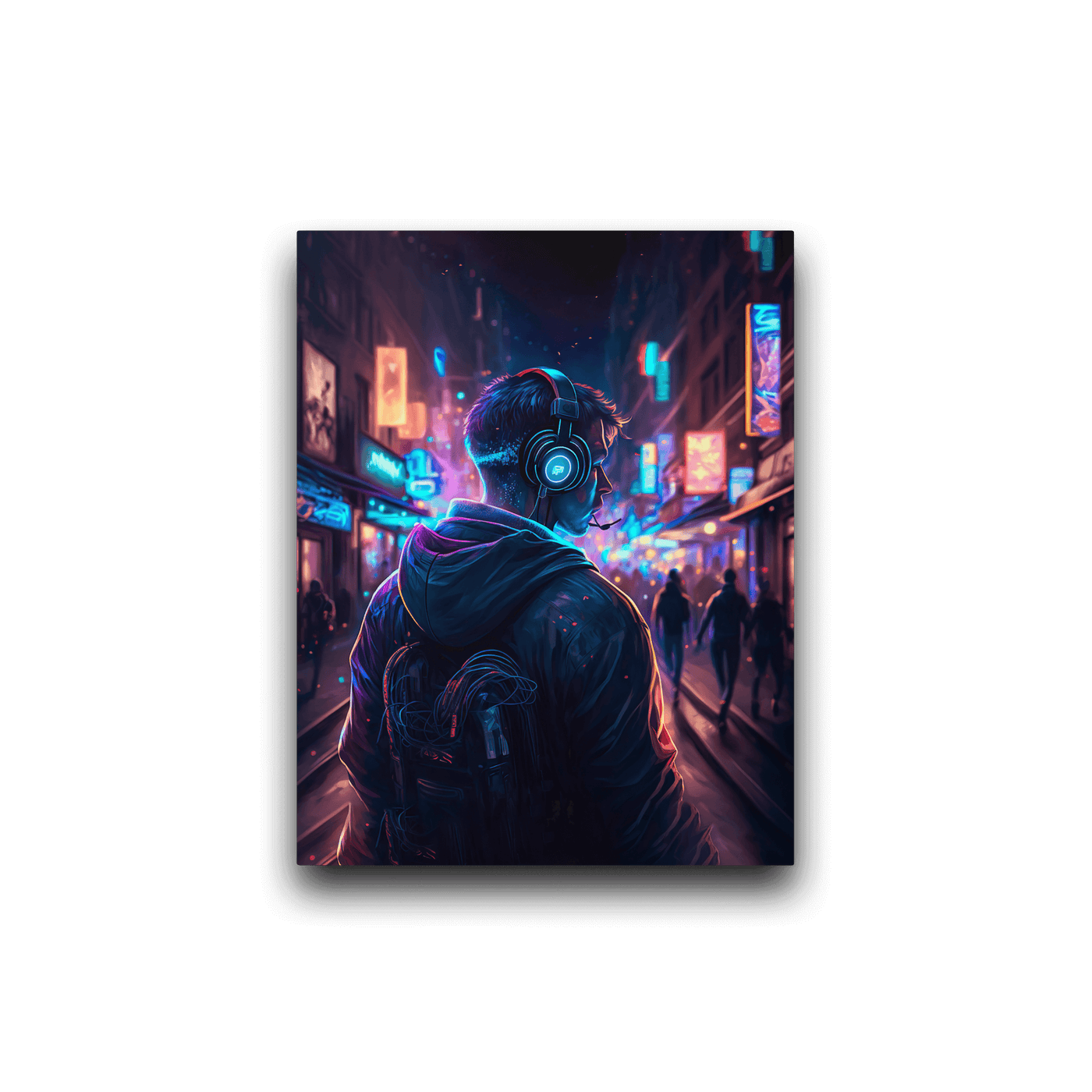Glossy Metal Print | Streamer on Shiny Neon Downtown