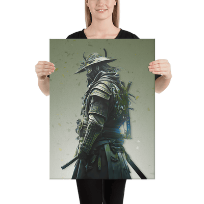 Thick Canvas | Green Samurai Japanese Art