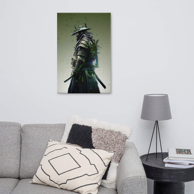 Thick Canvas | Green Samurai Japanese Art