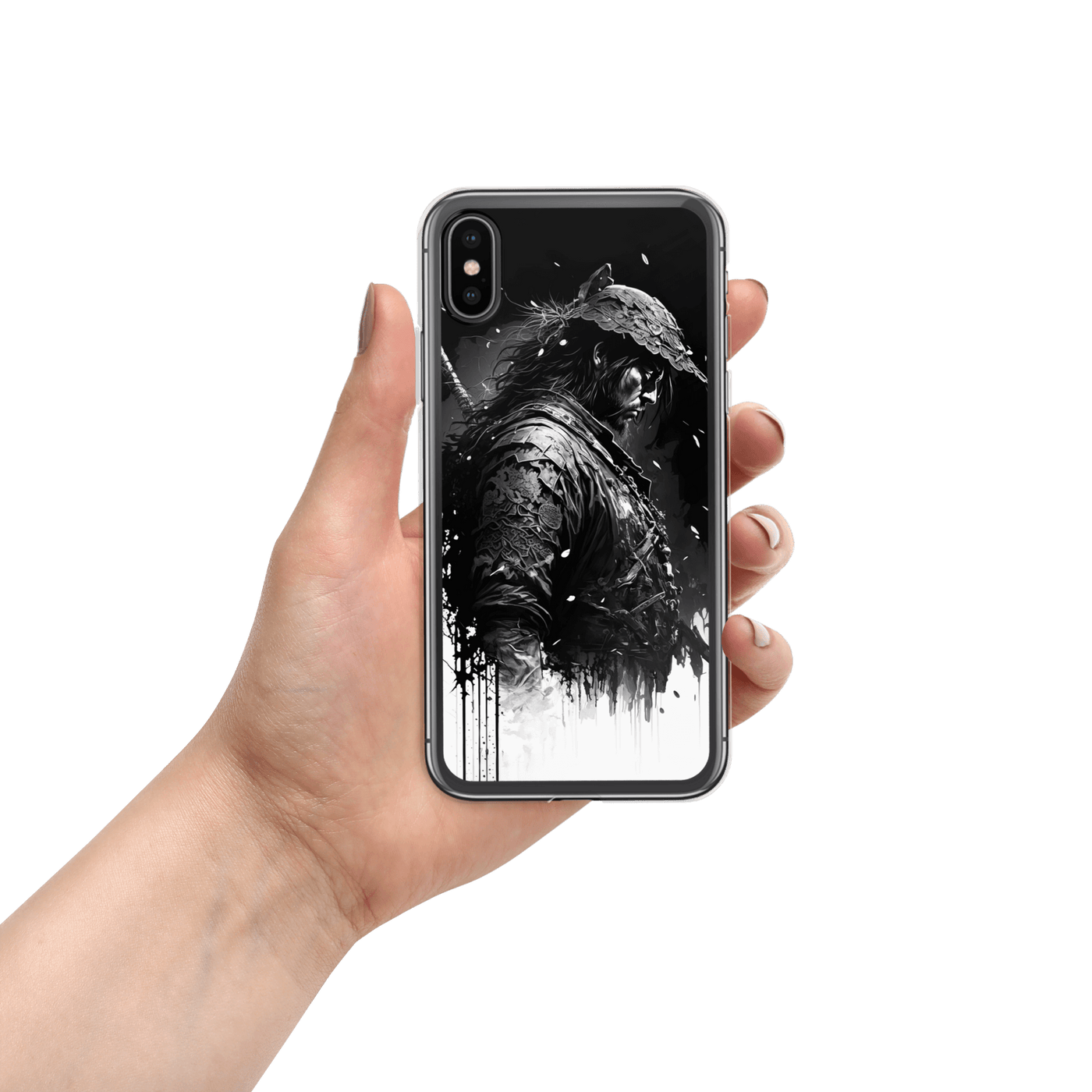 Clear Mobile Case for iPhone® | Samurai 1 Black'n White Japanese Art
