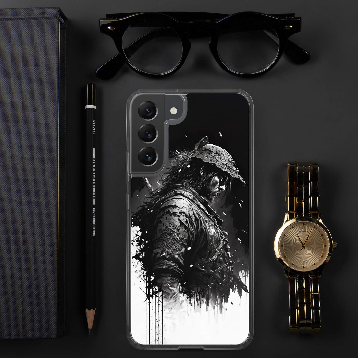 Clear Mobile Case for Samsung® | Samurai 1 Black'n White Japanese Art