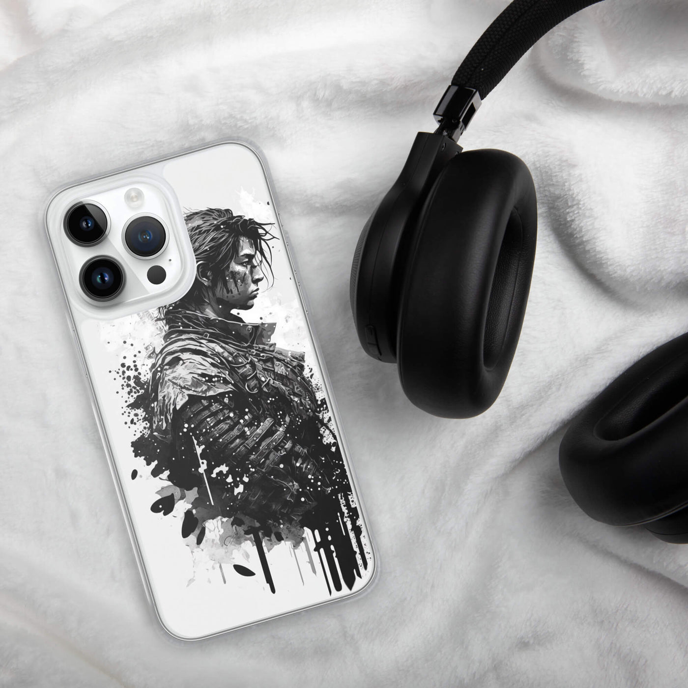 Clear Mobile Case for iPhone® | Samurai 3 Black'n White Japanese Art