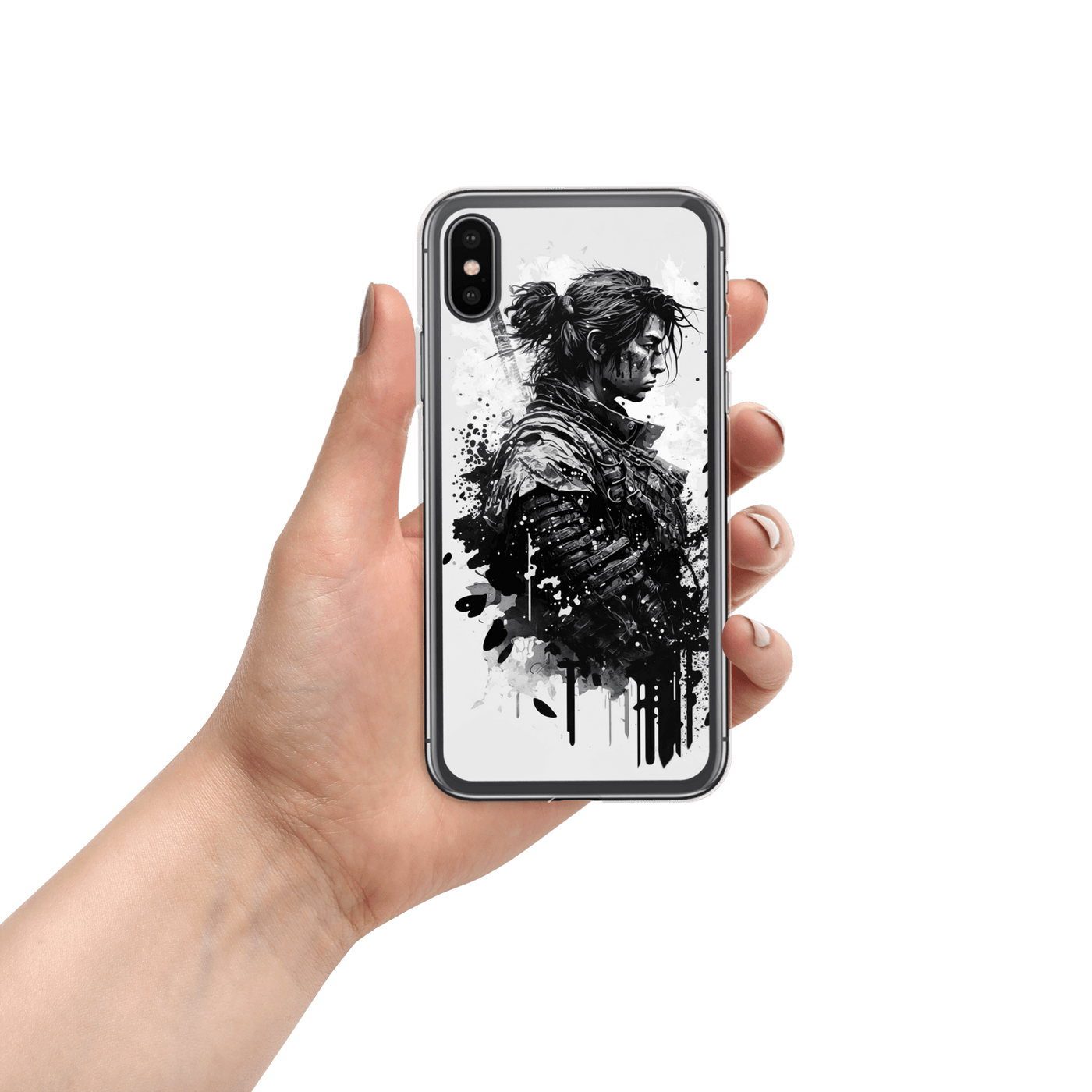 Clear Mobile Case for iPhone® | Samurai 3 Black'n White Japanese Art