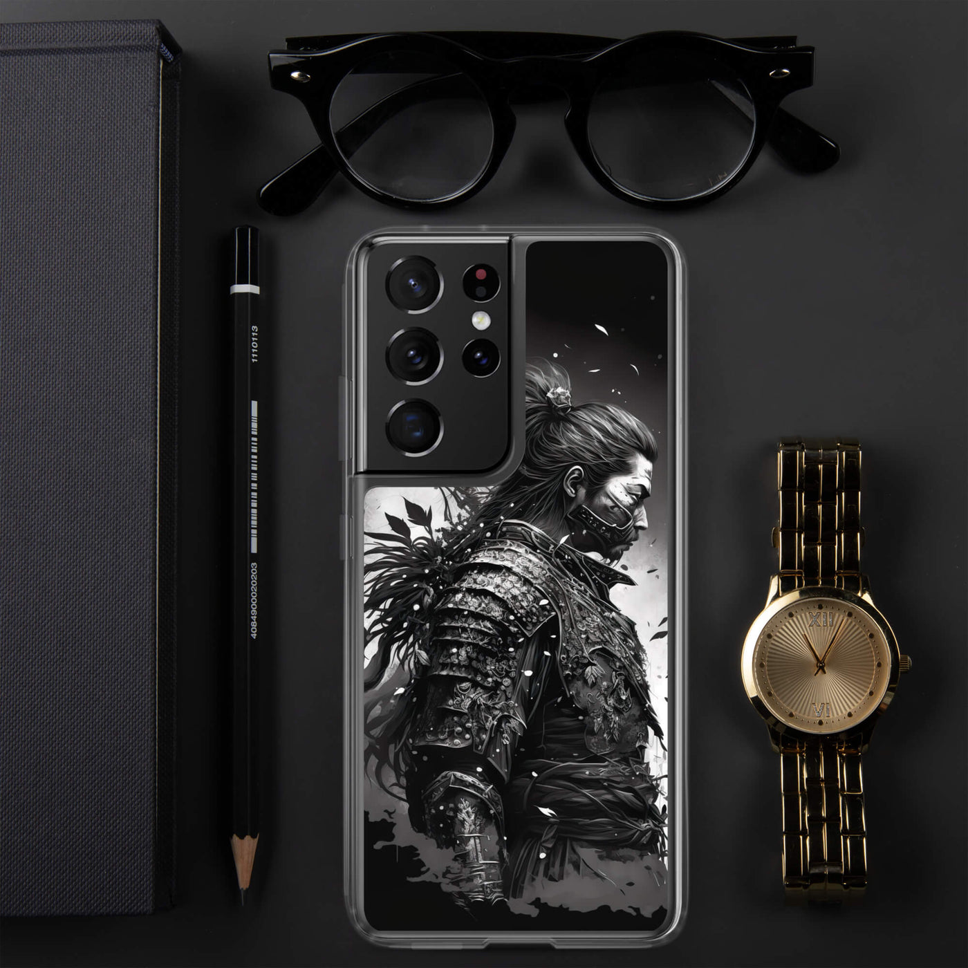 Clear Mobile Case for Samsung® | Samurai 5 Black'n White Japanese Art