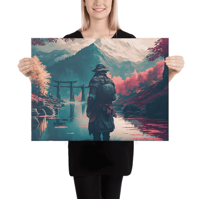 Thick Canvas | Samurai on the River Mountain background