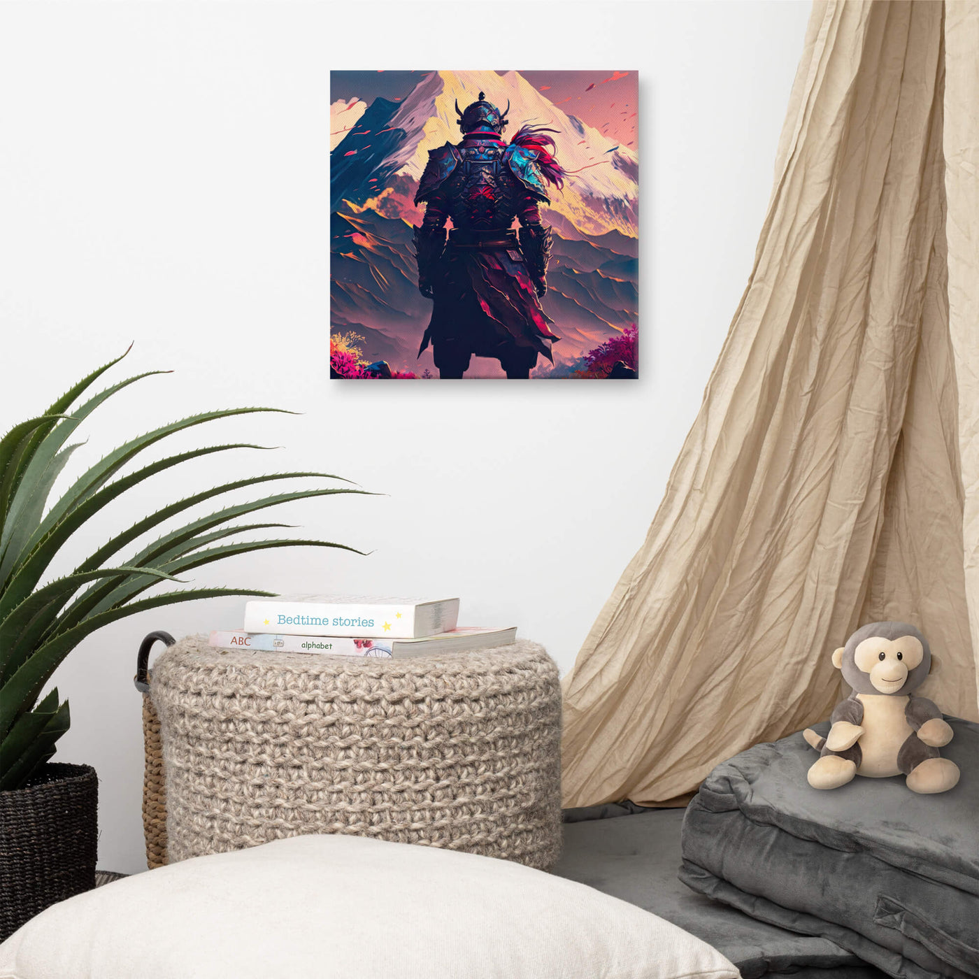 Thick Canvas | Samurai standing infront of beautiful Mountains