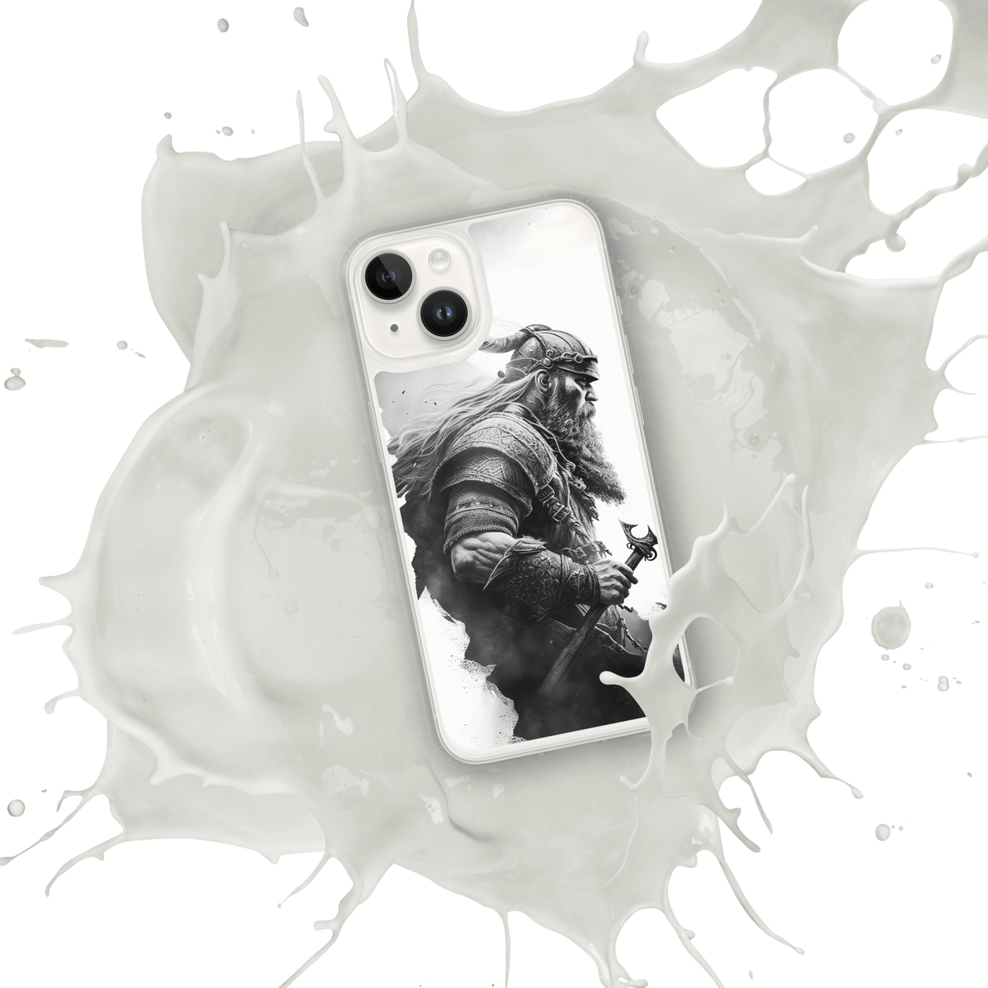 Clear Mobile Case for iPhone® | Viking Japanese Black'n White Masterpiece Art