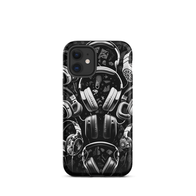 Tough Mobile Case for iPhone® | Gaming Headphone Patterns Black'n White