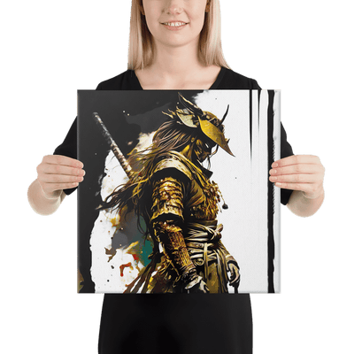 Thick Canvas | Golden Samurai Black and White Japanese Art