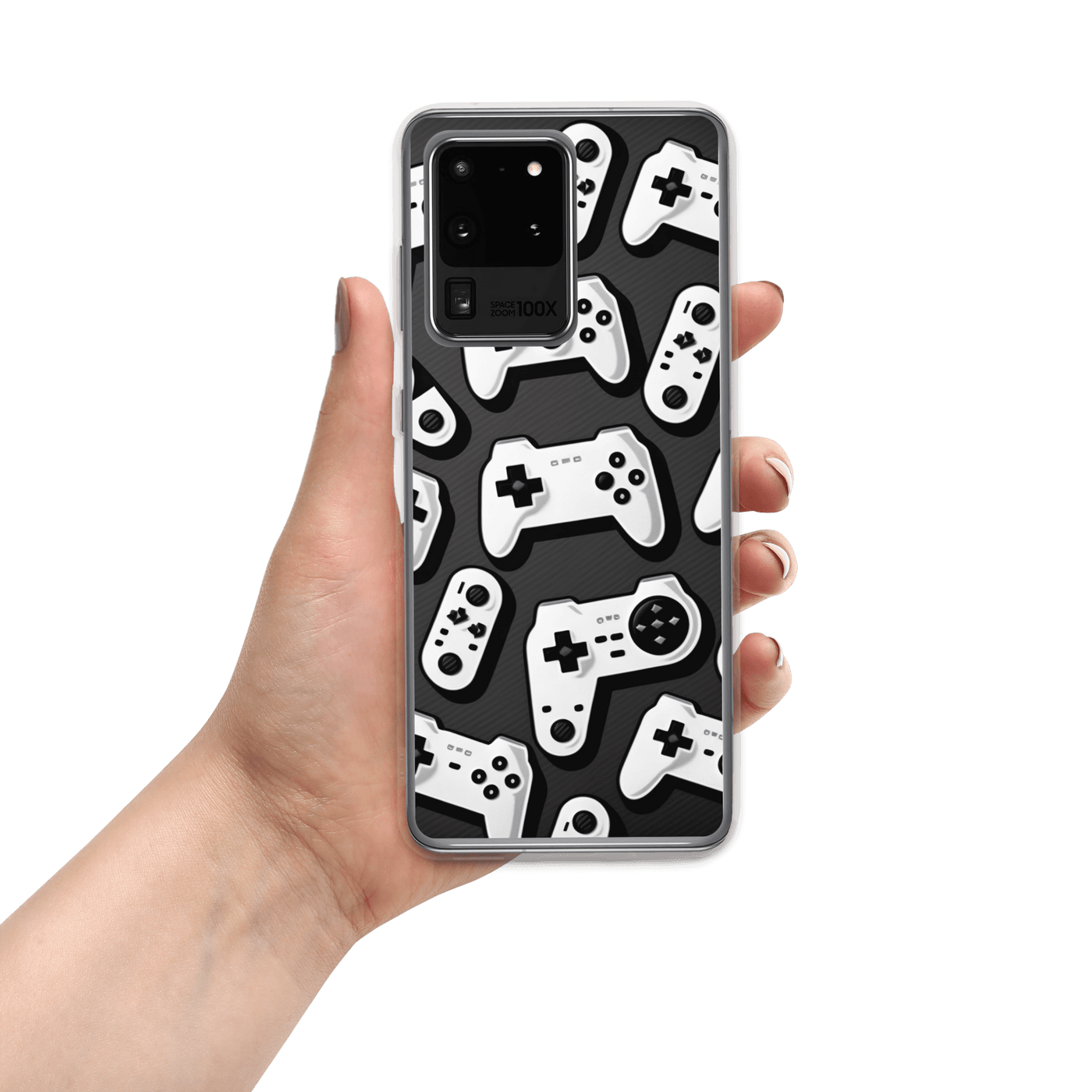 Clear Mobile Case for Samsung® | Gaming Gamepad Patterns Black'n White