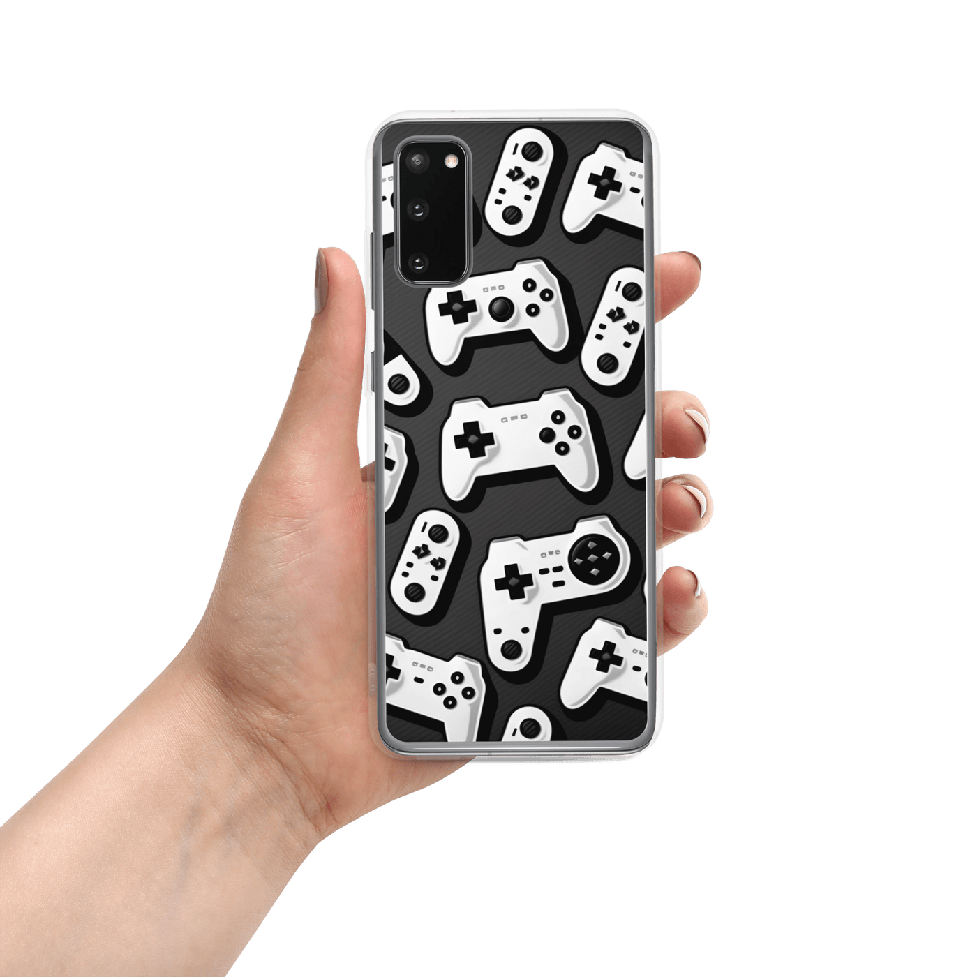 Clear Mobile Case for Samsung® | Gaming Gamepad Patterns Black'n White