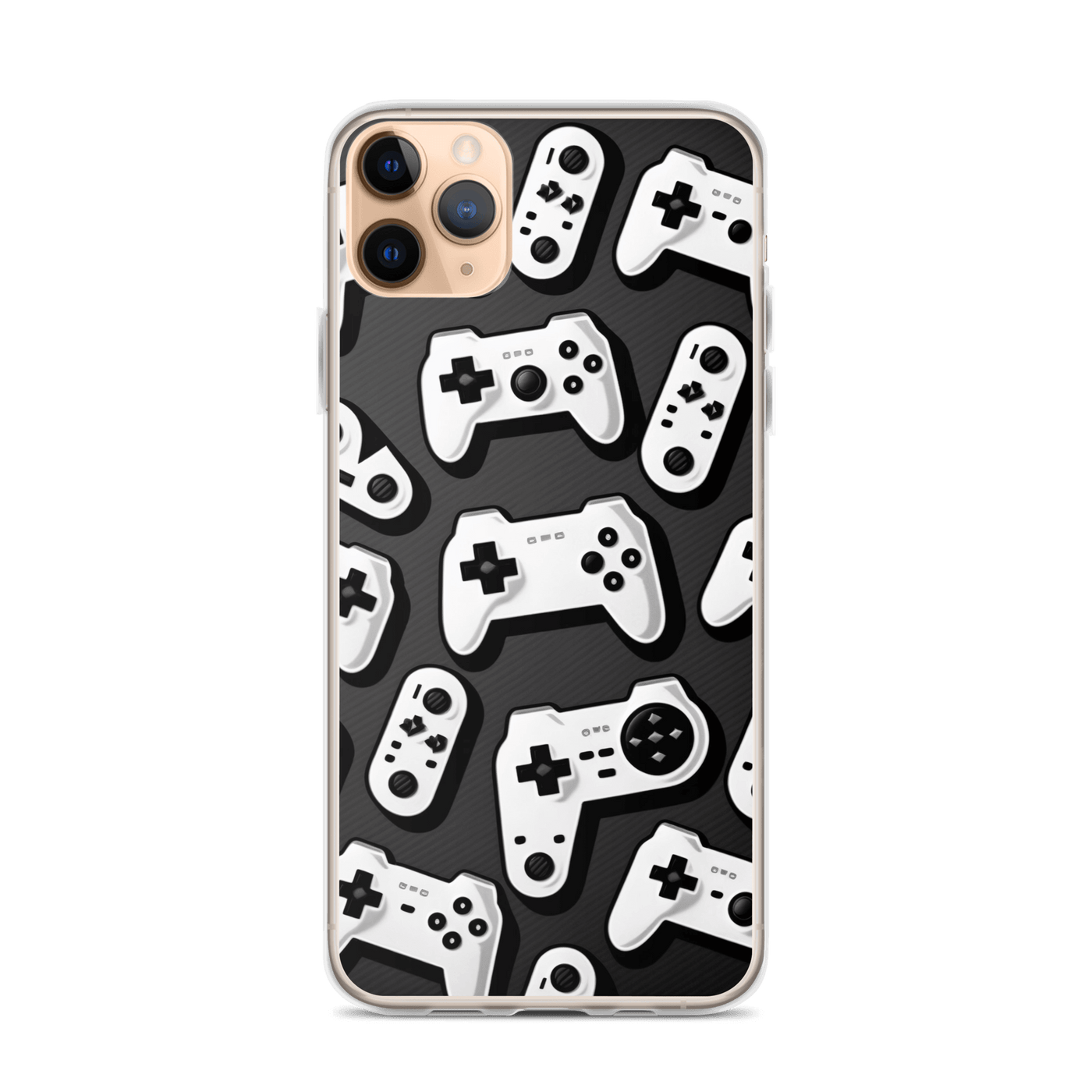 Clear Mobile Case for iPhone® | Gaming Gamepad Patterns Black'n White