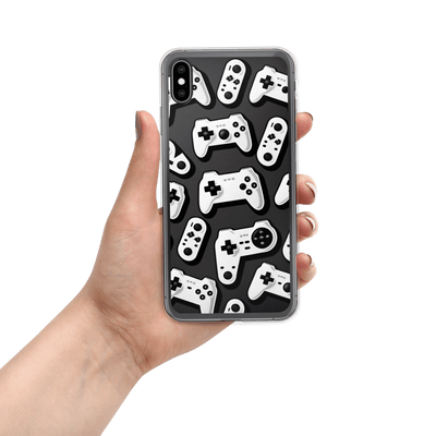 Clear Mobile Case for iPhone® | Gaming Gamepad Patterns Black'n White