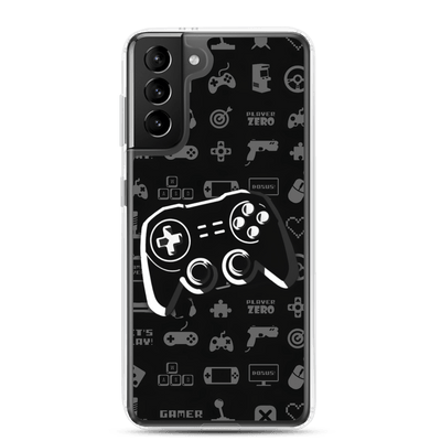 Clear Mobile Case for Samsung® | Gamepad Icon Symbol Patterns Black'n White