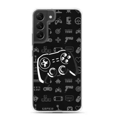 Clear Mobile Case for Samsung® | Gamepad Icon Symbol Patterns Black'n White