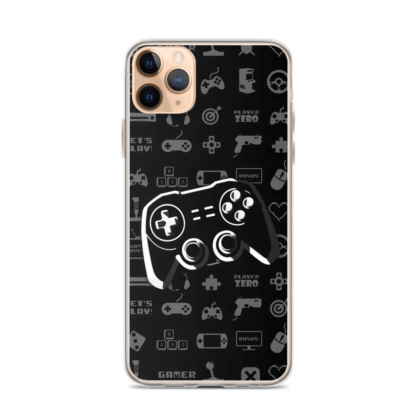 Clear Mobile Case for iPhone® | Gamepad Icon Symbol Patterns Black'n White